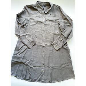Eileen Fisher Linen Blend Long Sleeve Shirt Dress Size XS